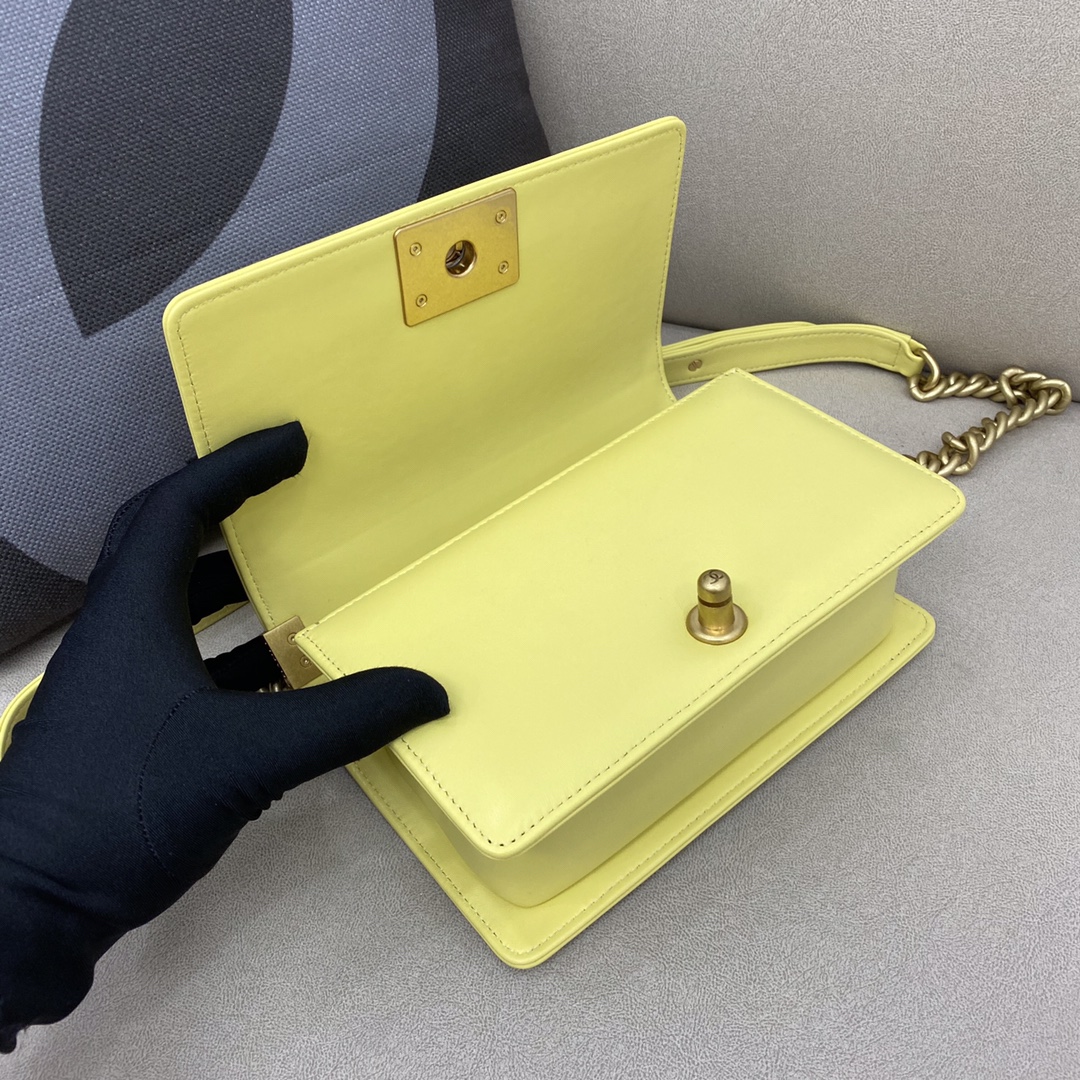 Lambskin Small Boy Handbag Flap Bag A67085 Yellow